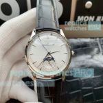 Swiss Jaeger Lecoultre Master Moonphase Watch SS Silver Dial